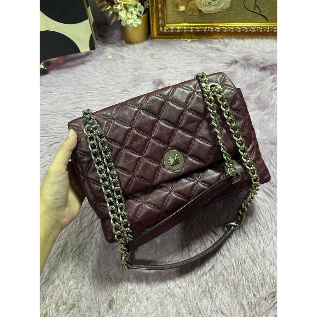 ORIG Preloved KS Natalia Medium Flap Shoulder Bag in Cherrywood Red Bag