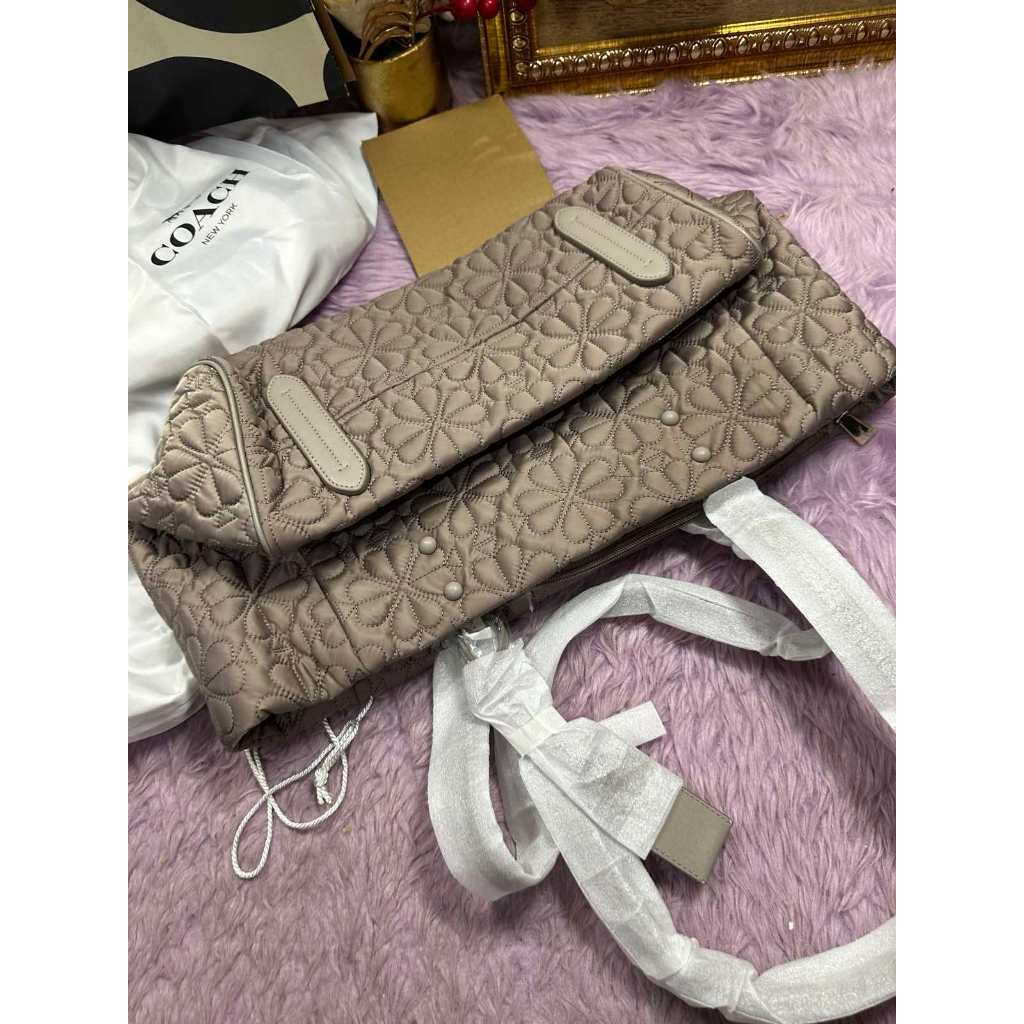 ORIG & IMPORTED KS Retail Tilly Quilted Medium Nylon Tote Black Brown Bag