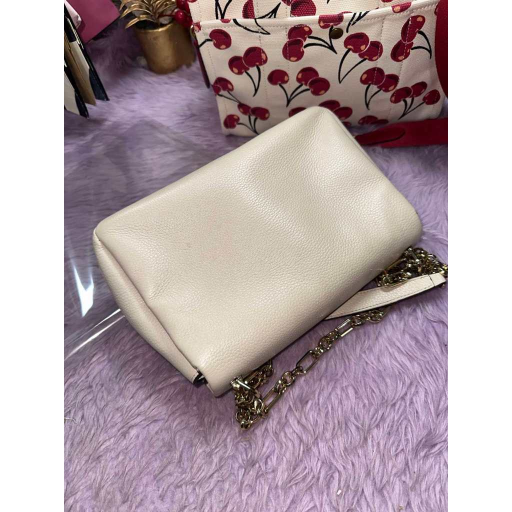 ORIG Preloved KS Carlyle Medium Shoulder White Chain Bag