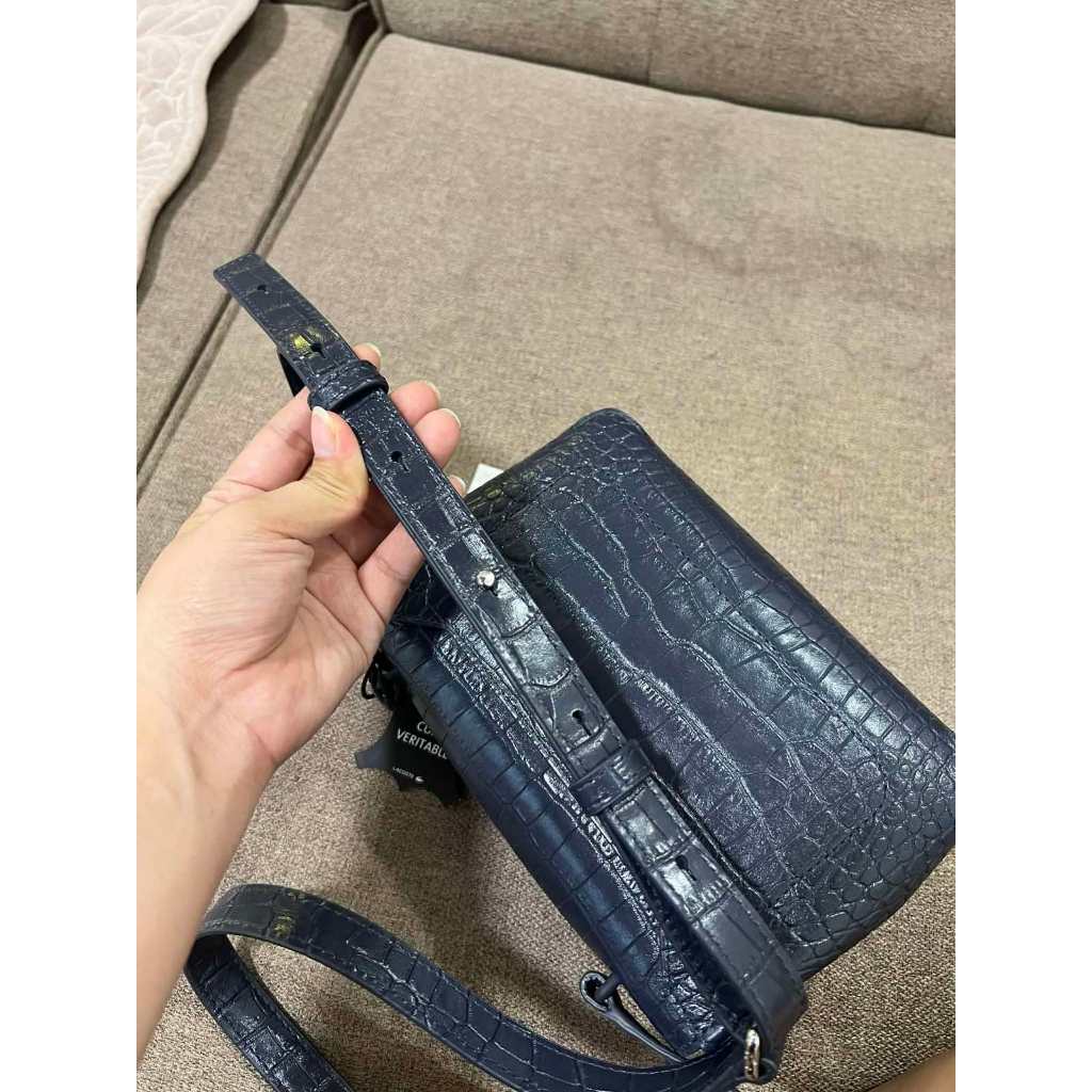 ORIG & IMPORTED LCT Amelia Metal Clasp Embossed Leather Crossbody Blue Bag