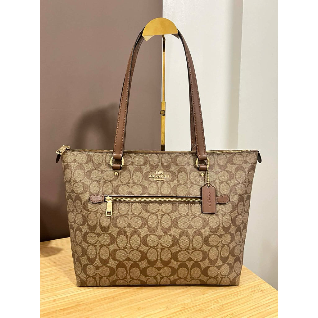 ORIG Preloved CCH Gallery Tote Signature Canvas Big Khaki Bag
