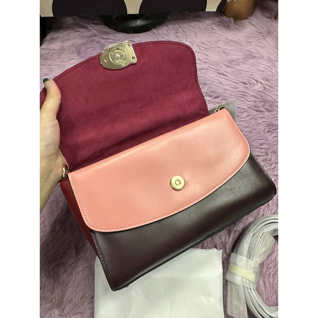 ORIG & IMPORTED CCH Retail RARE Celia Double Flap Crossbody bag Maroon / White