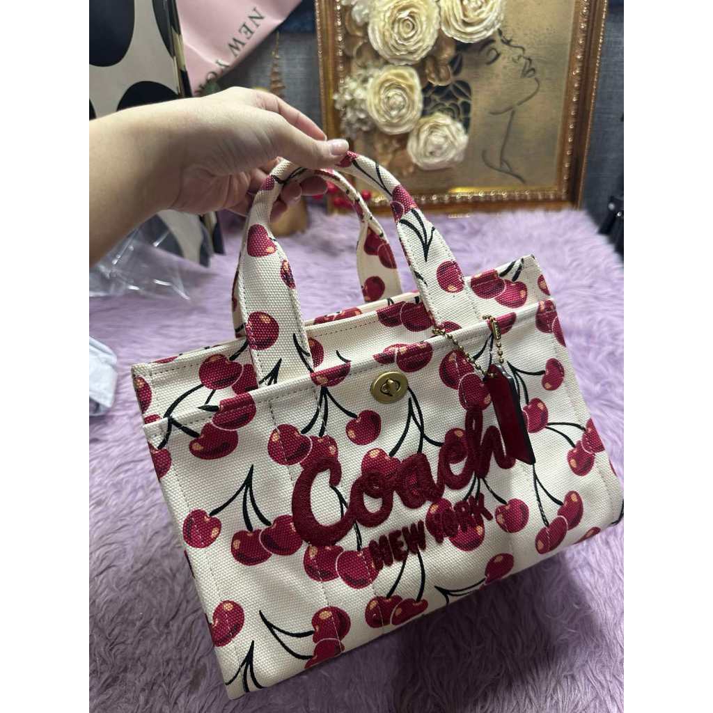 ORIG Preloved CCH RARE Cargo White Tote Bag 26 With Cherry Print