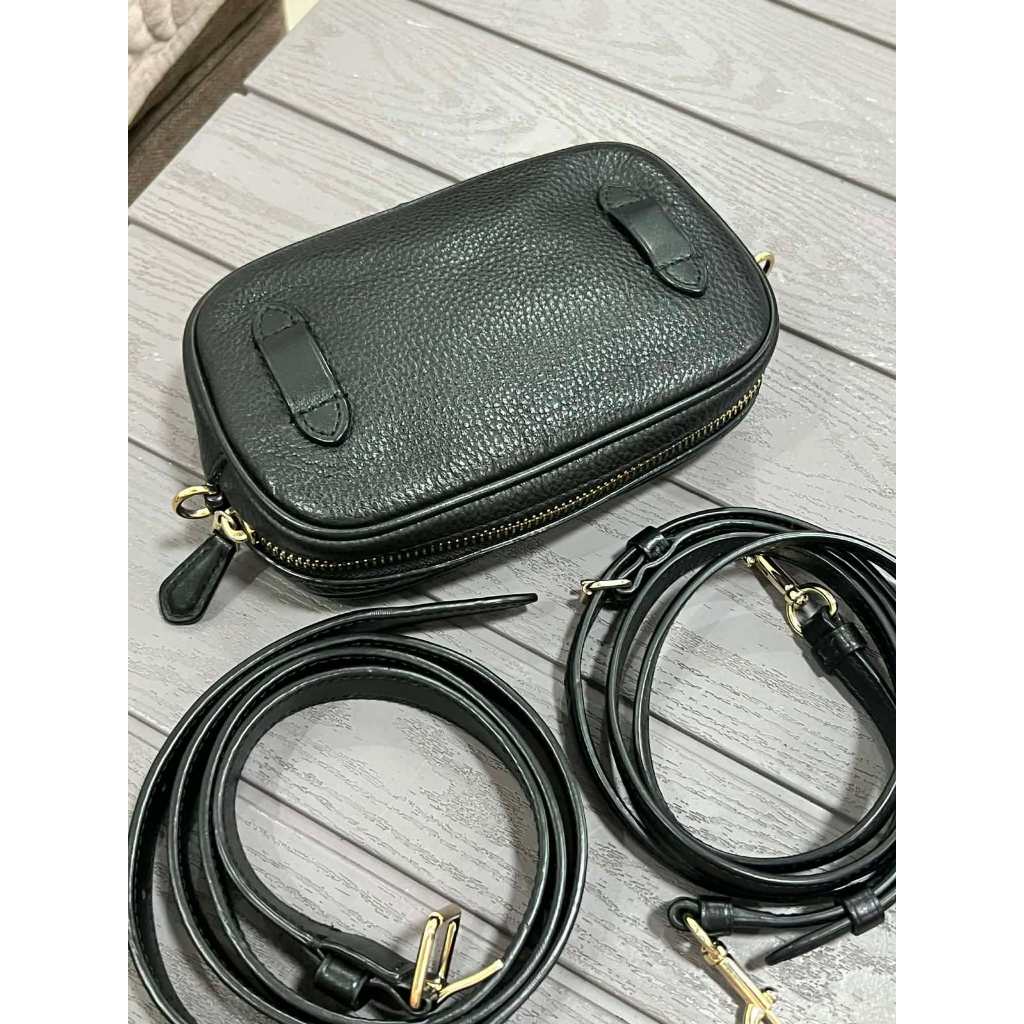 ORIG Preloved CCH  Black Pebbled Leather Convertible Belt Mini Bag