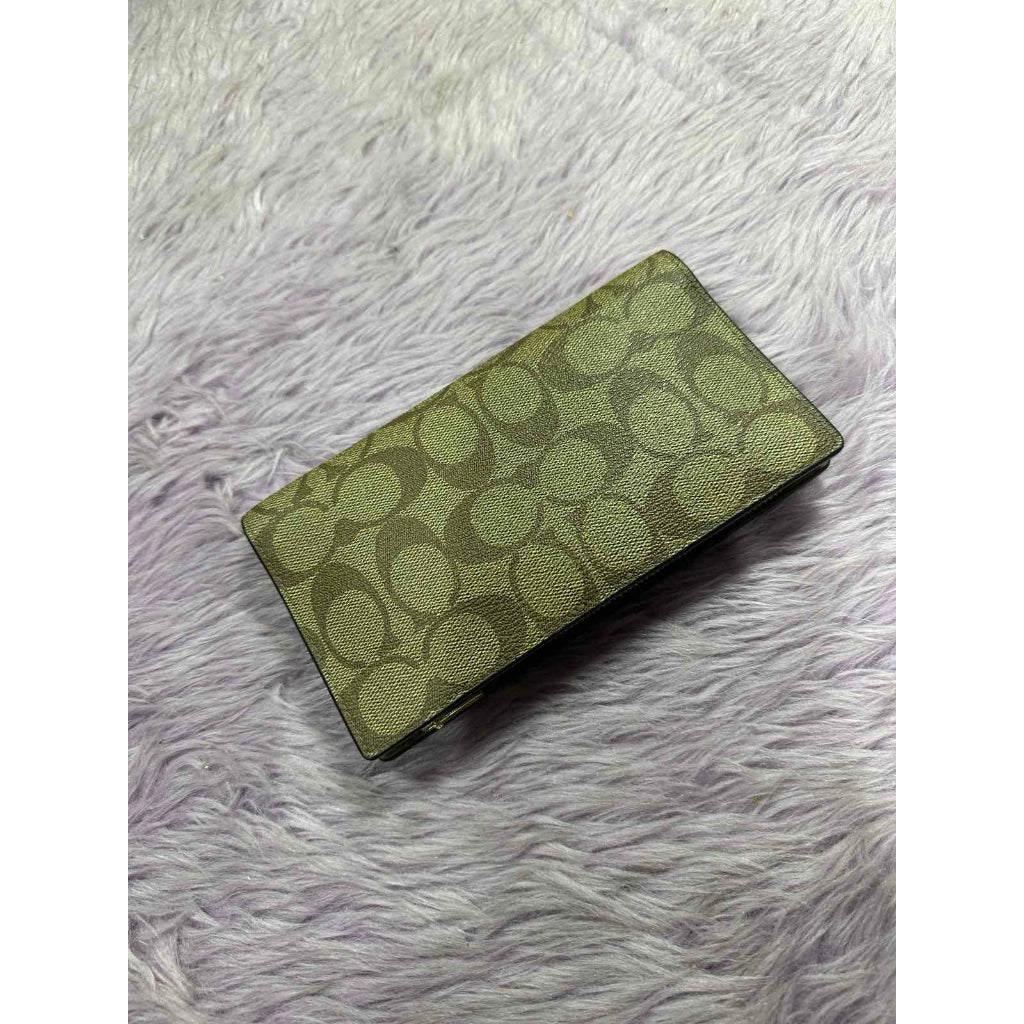 ORIG Preloved CCH Slim Zip Wallet In Signature Canvas Khaki Brown