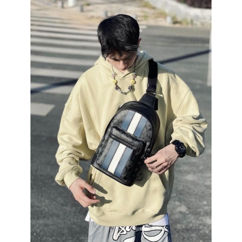 ORIG & IMPORTED CCH West Pack In Signature Canvas Varsity Stripe Men Black Bag