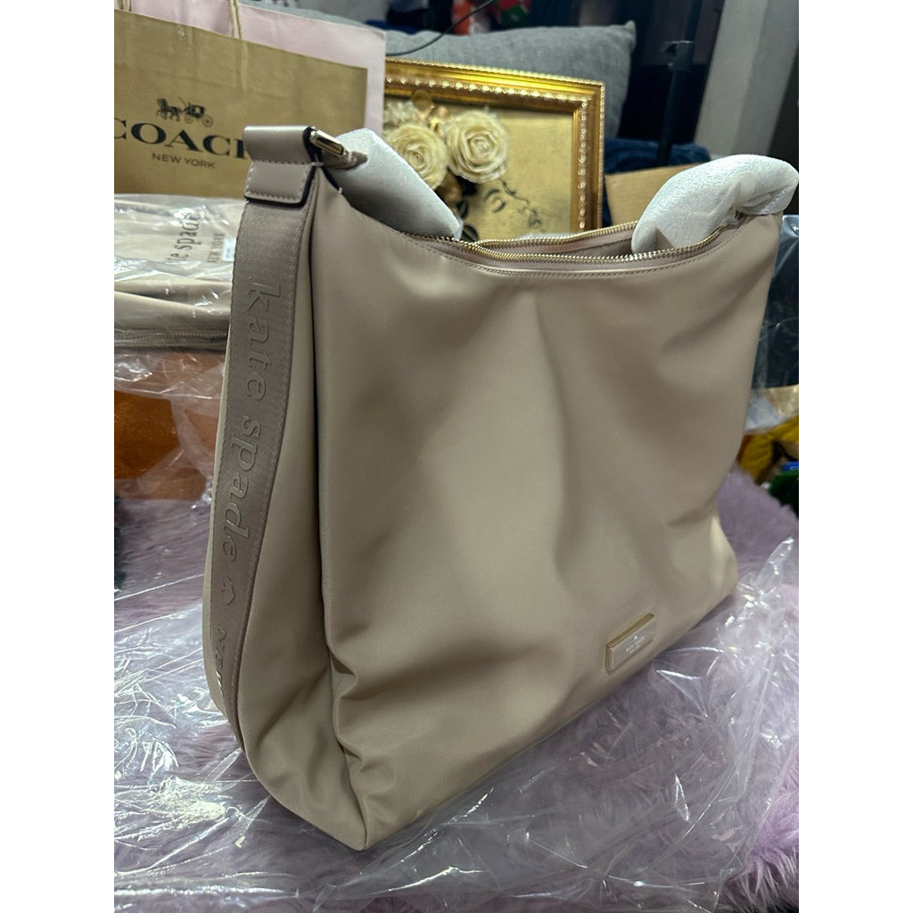 ORIG & IMPORTED KS Carter Nylon Large Convertible Crossbody Beige/Black Bag