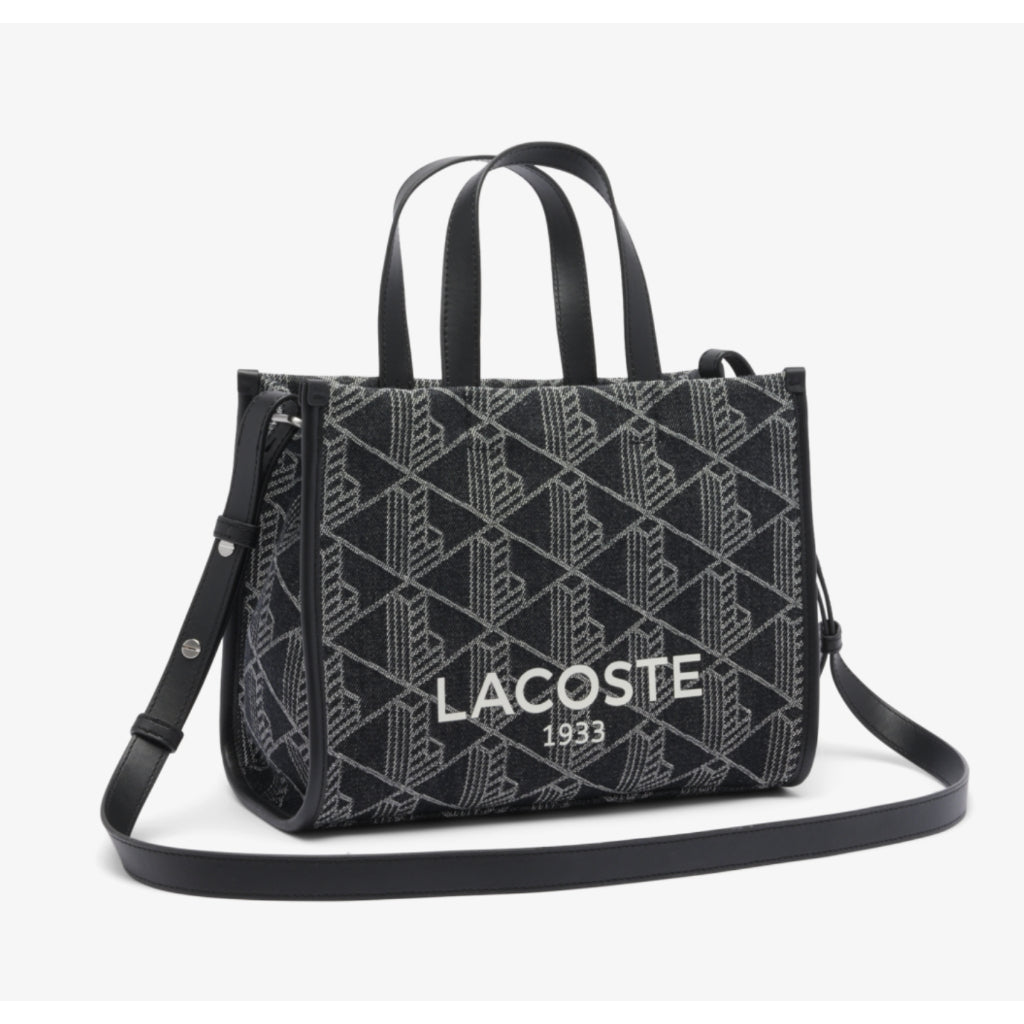ORIG & IMPORTED Lacoste Small Heritage Jacquard Tote Black Bag