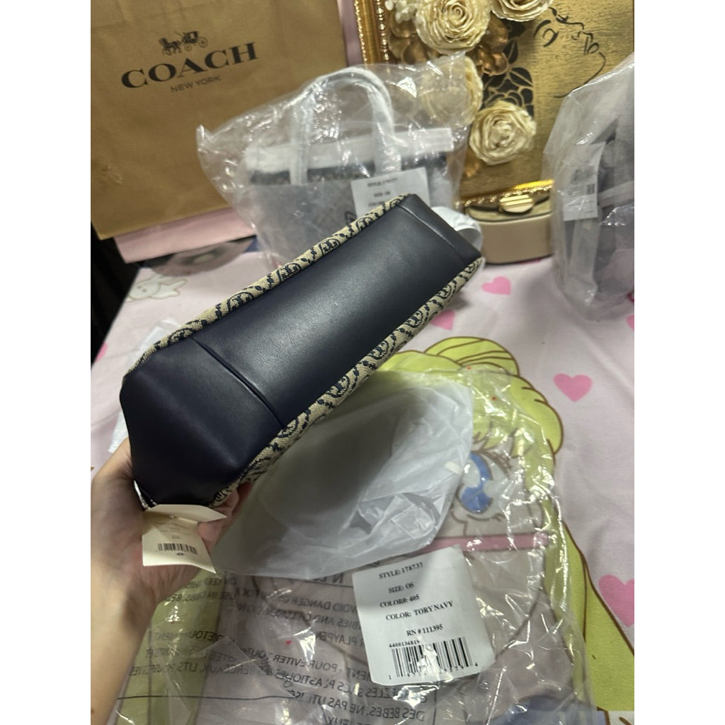 ORIG & IMPORTED Tory TB T Monogram Messenger Navy Blue Hobo Bag