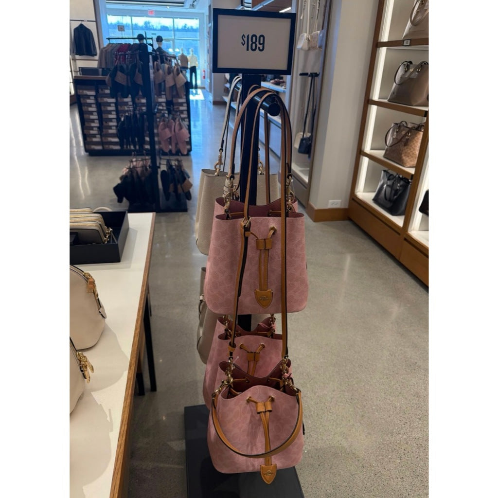 ORIG & IMPORTED CCH RARE Rowan Pink Bucket Bag In Signature Canvas