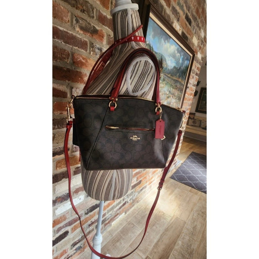 ORIG Preloved CCH Prairie Satchel In Signature Canvas Brown/Red Bag
