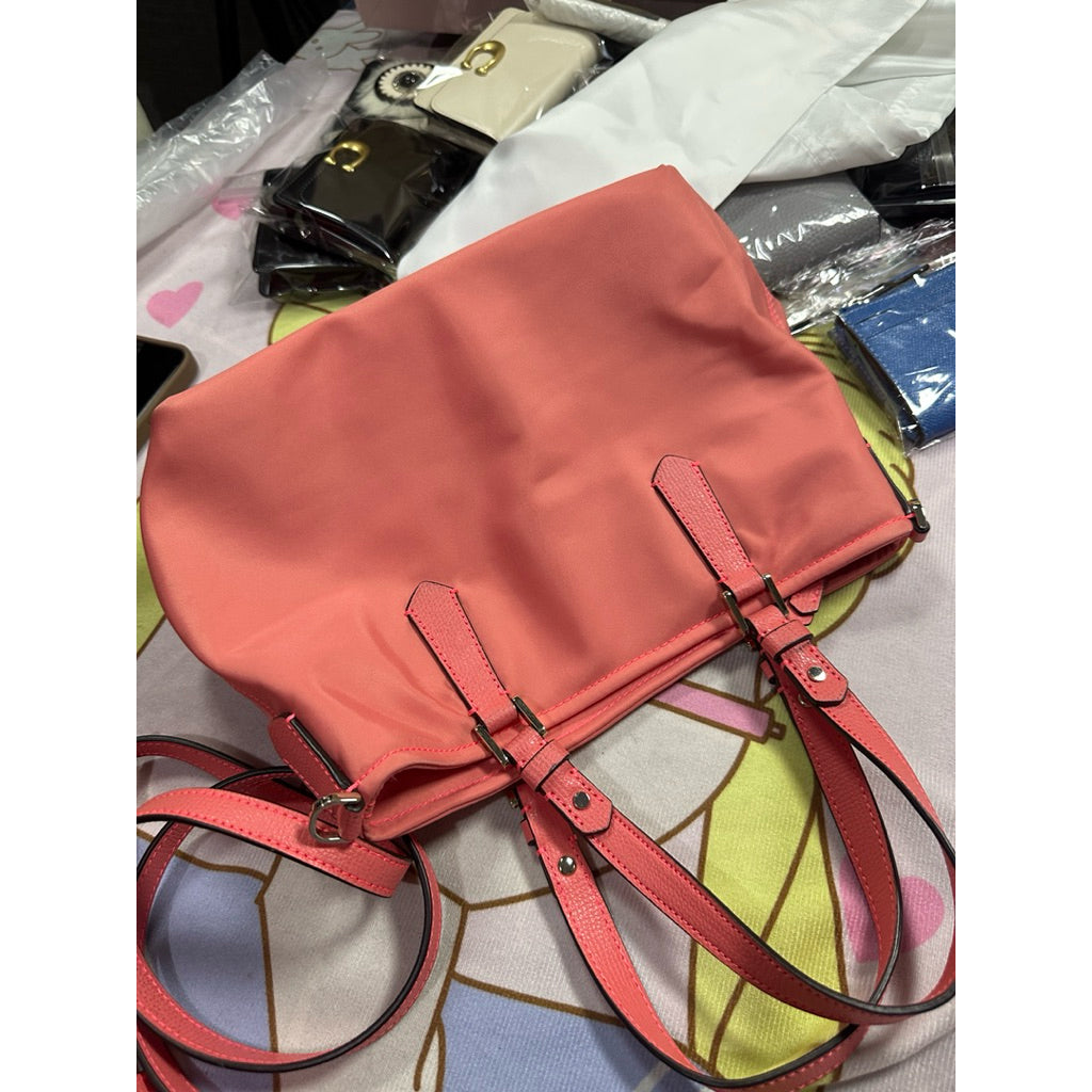 ORIG Preloved KS Retail Taylor Small Nylon Tote Crossbody Bag Coral Pink Peach