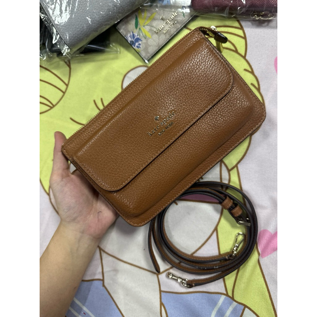 ORIG Preloved KS Leila Small Slim Crossbody Phone Brown Bag