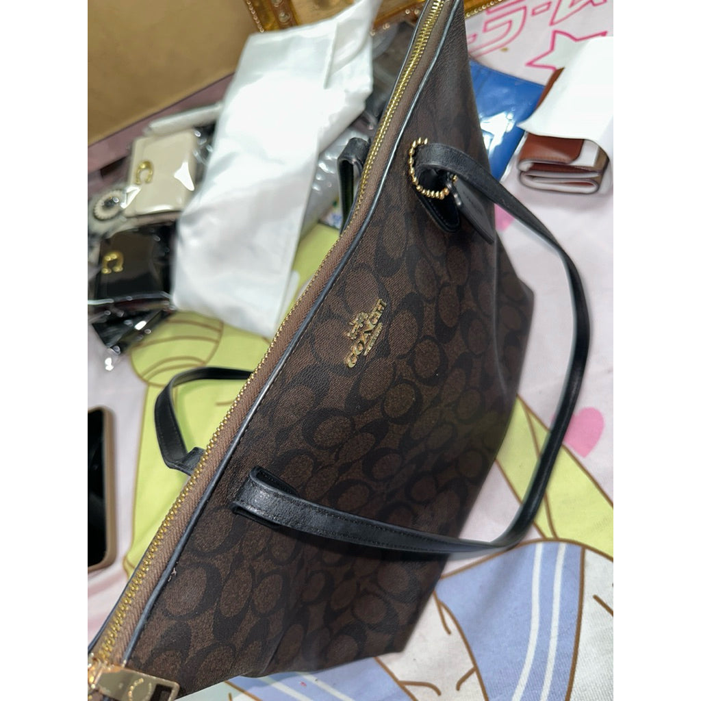 ORIG Preloved CCH Zip Top Tote Brown Bag In Signature Canvas