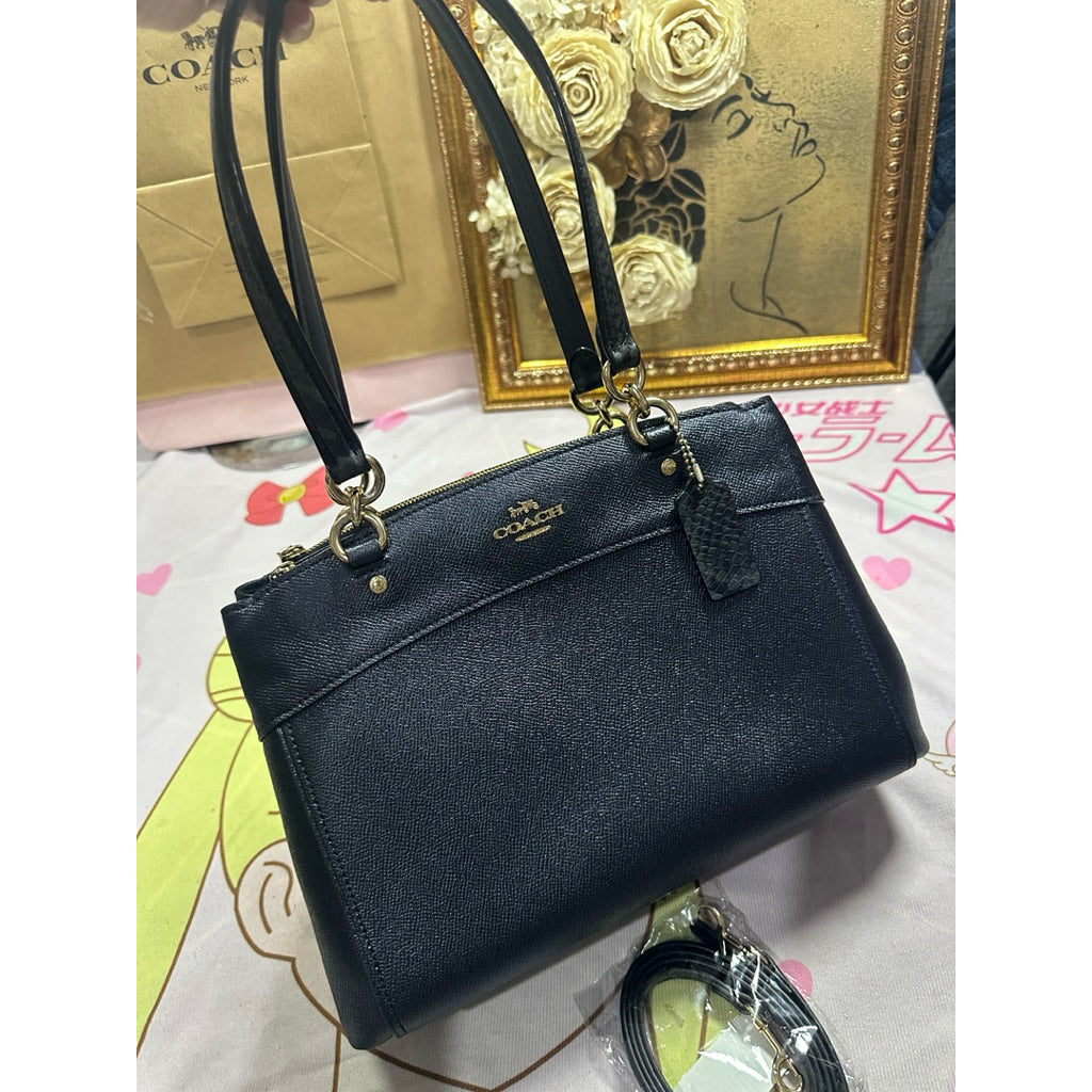 ORIG Preloved Coach Crossgrain Large Brooke Carryall Dark Blue Bag