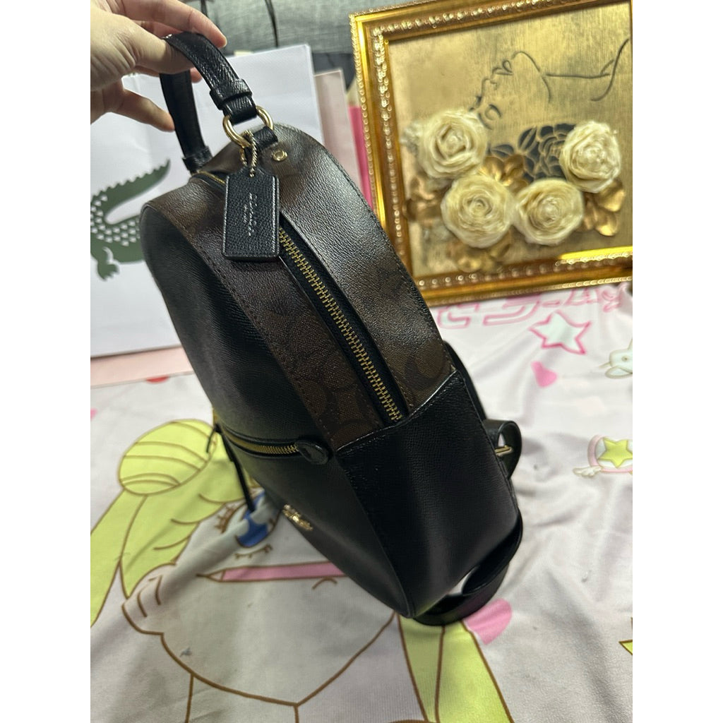 ORIG Preloved RARE CCH Jordyn Backpack Black/Brown Bag In Signature Canvas