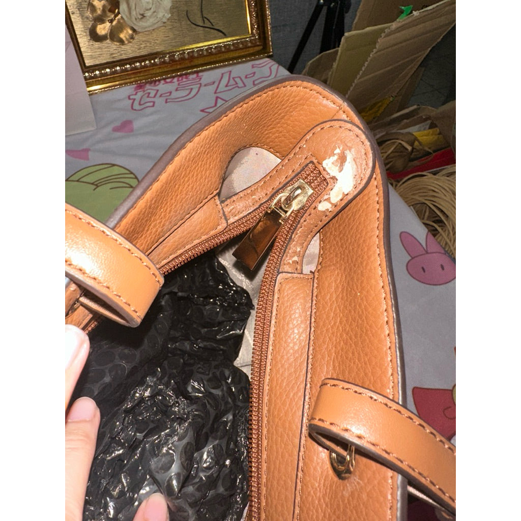 ORIG Preloved WITH FLAW MK Bedford Medium Top Zip Pocket Tote Brown Bag