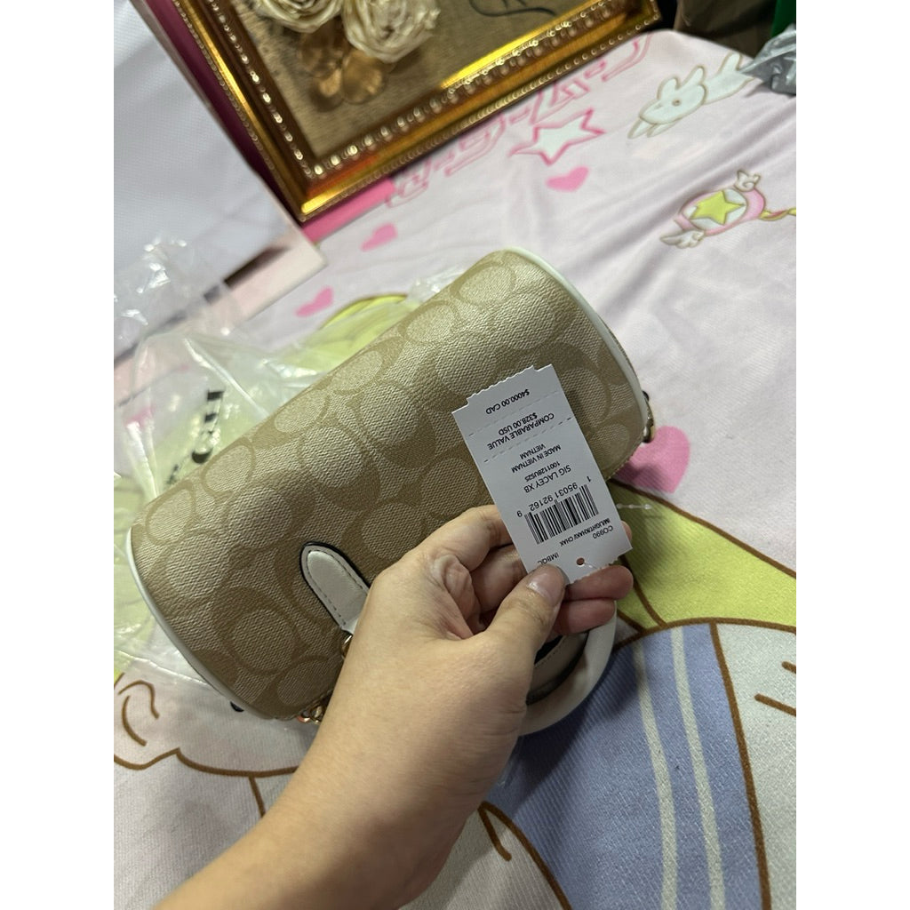 ORIG & IMPORTED CCH Lacey Crossbody Light Khaki/Brown Black Small Mini Bag In Signature Canvas