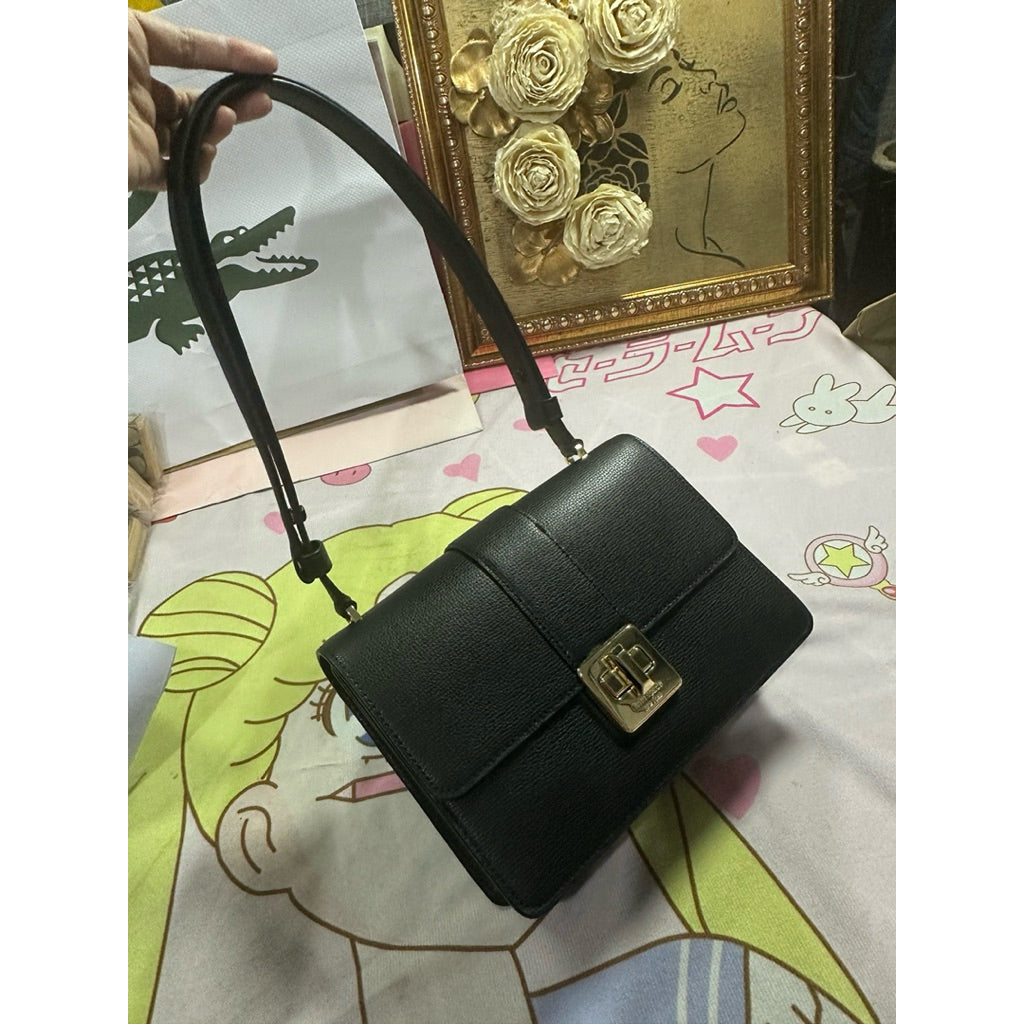 ORIG & IMPORTED KS Phoebe Turnlock Flap Shoulder Black Bag