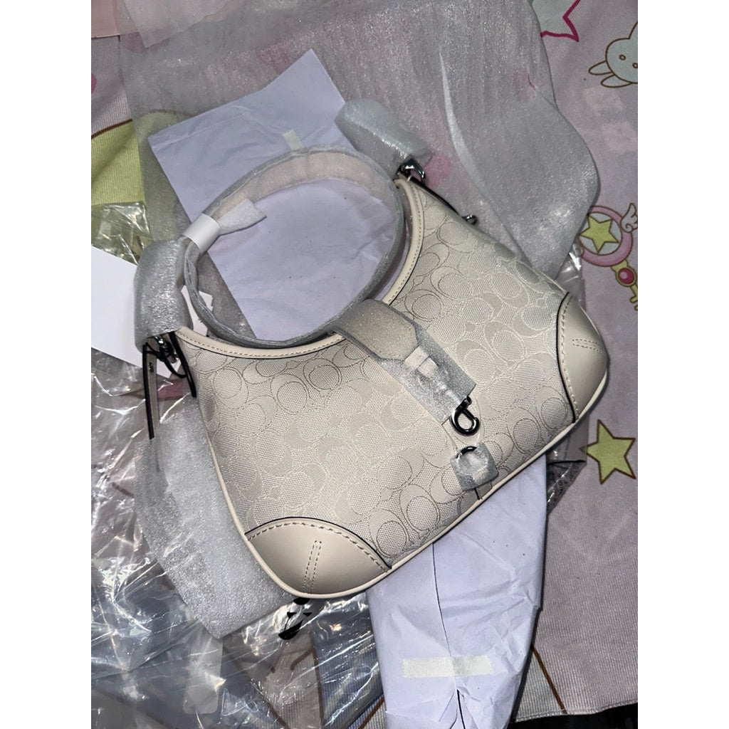 ORIG & IMPORTED Retail CCH Hamptons Hobo White Bag In Signature Jacquard