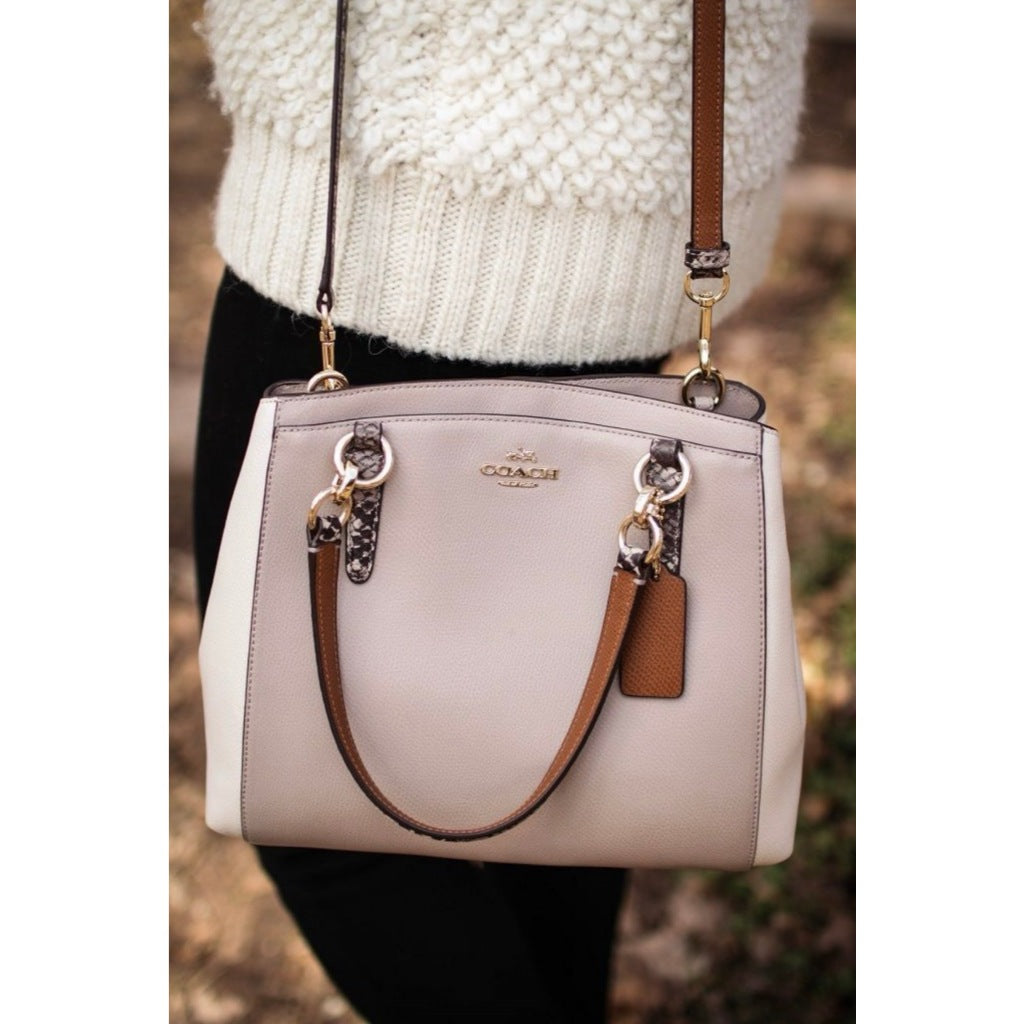 ORIG Preloved CCH Minetta Crossbody Bag with snake embossed trim white bag