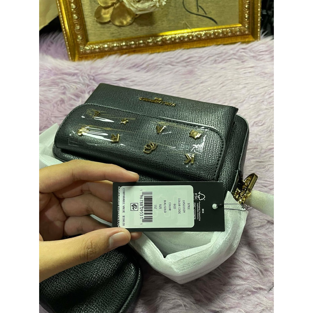 ORIG & IMPORTED Karl Lagerfeld Maybelle Crossbody Camera Black Bag With Pouch