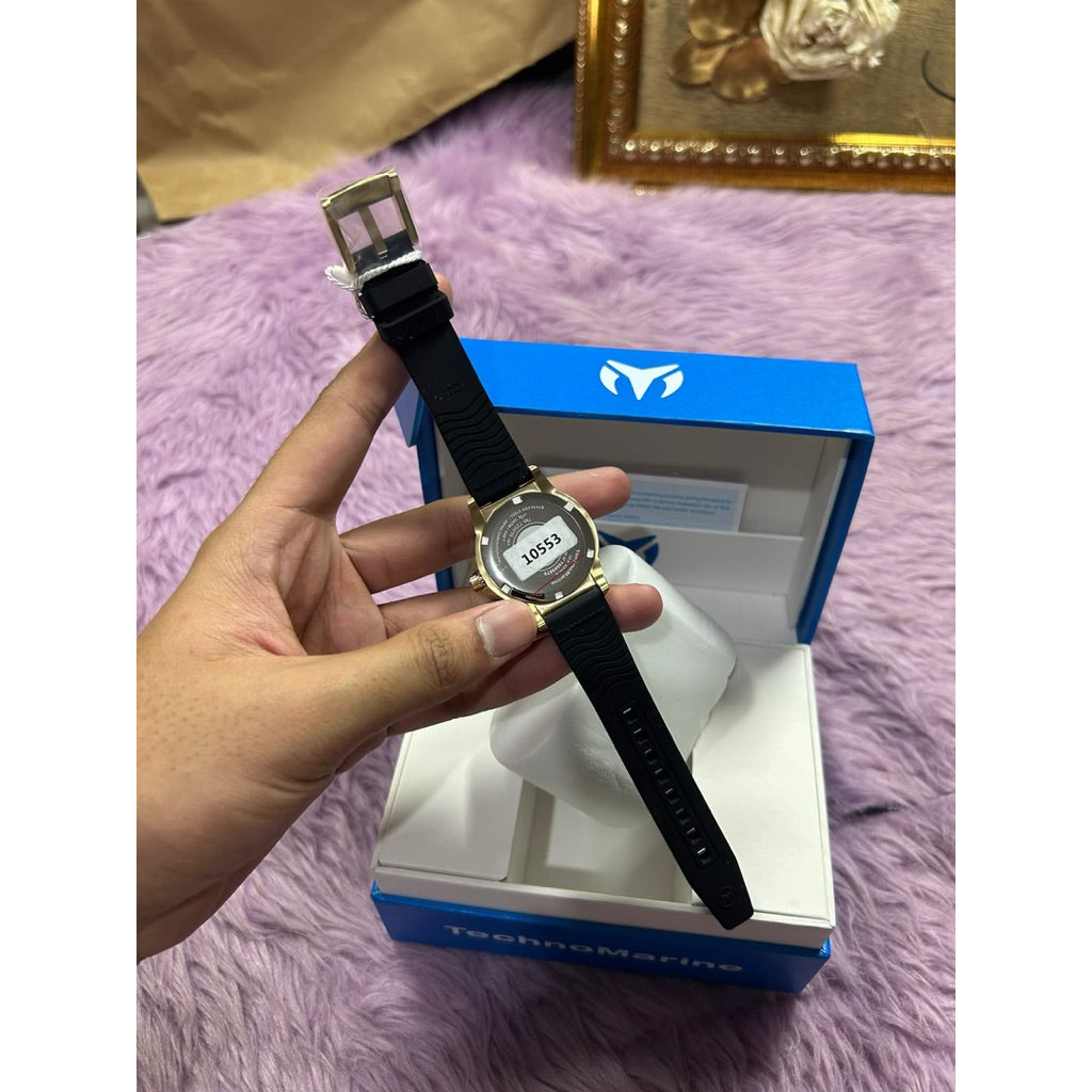 ORIG & IMPORTED Technomarine Sea 36mm TM-725016 Lady's Watch Gold Dial Silicone Band