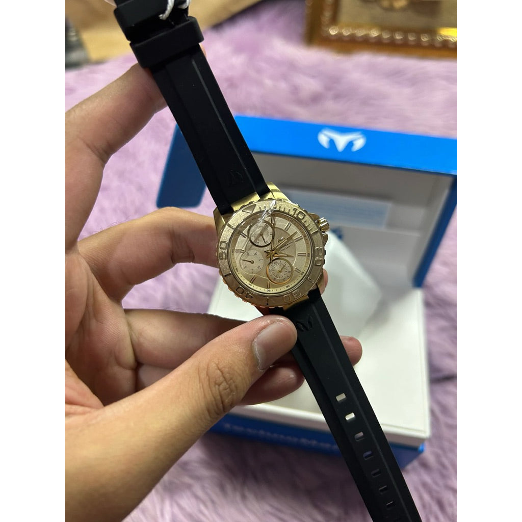 ORIG & IMPORTED Technomarine Sea 36mm TM-725016 Lady's Watch Gold Dial Silicone Band