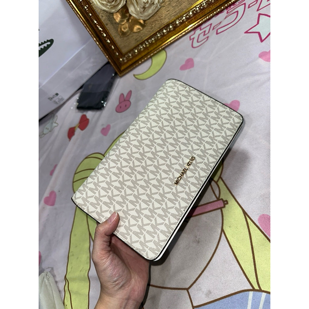ORIG & IMPORTED MK Jet Set Medium Phone Flap Chain Bag Brown/Vanilla White