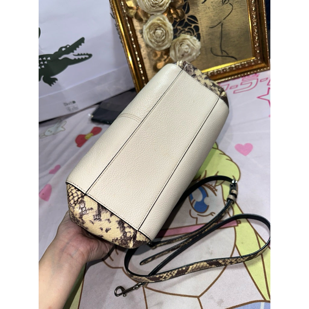 ORIG Preloved CCH Minetta Crossbody Bag with snake embossed trim white bag