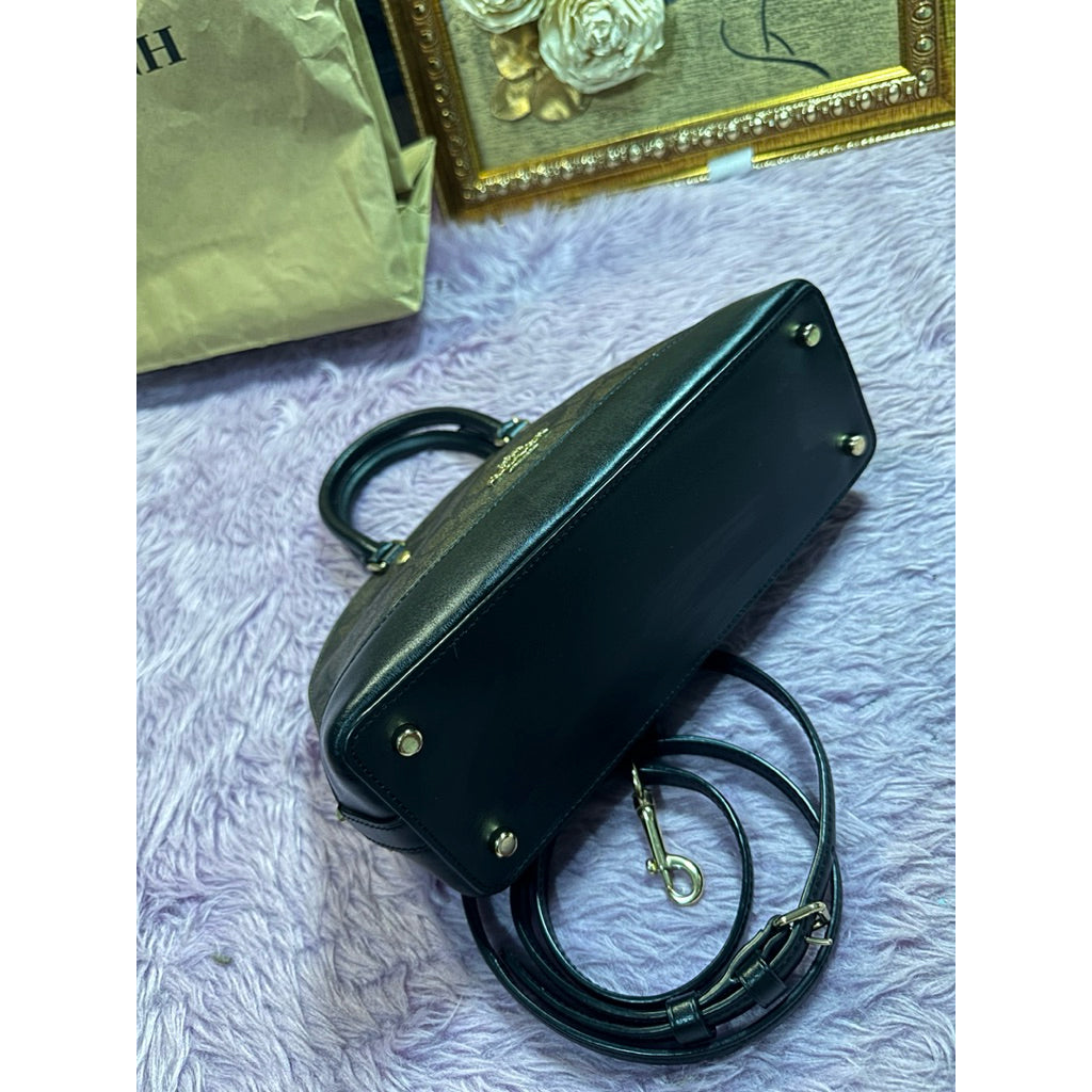 ORIG Preloved CCH Mini Sierra Dome Satchel Signature Brown Black Bag