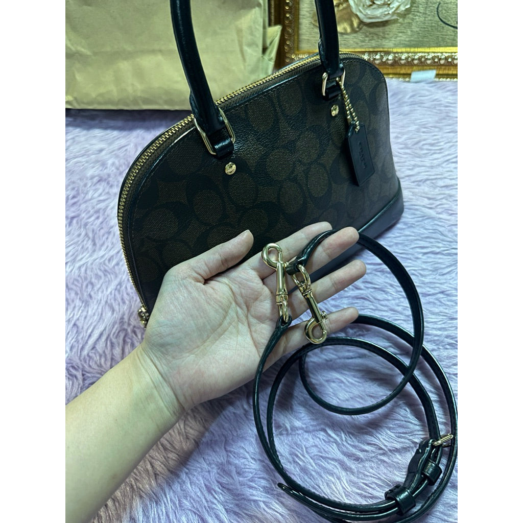 ORIG Preloved CCH Mini Sierra Dome Satchel Signature Brown Black Bag