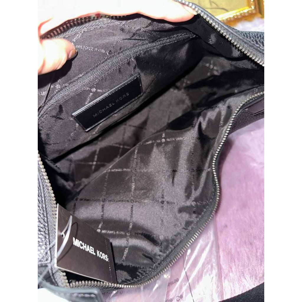 ORIG & IMPORTED MK Cooper Pebbled Leather Crescent Black Men Bag