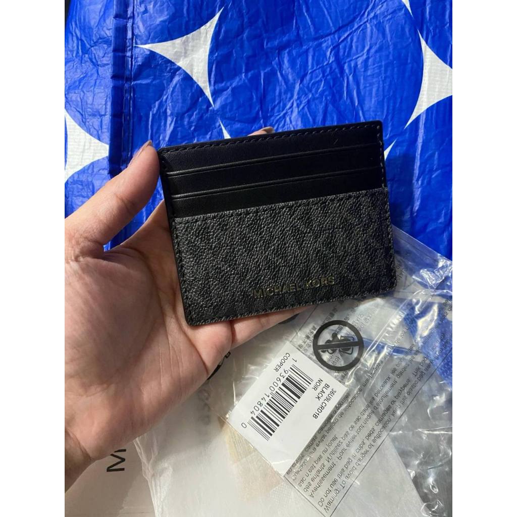 ORIG & IMPORTED MK Cooper Signature Logo Card Case Men Black Wallet