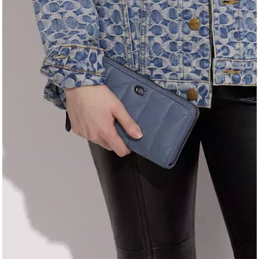 ORIG & IMPORTED CCH Accordion Zip Long Quilted Wallet Blue