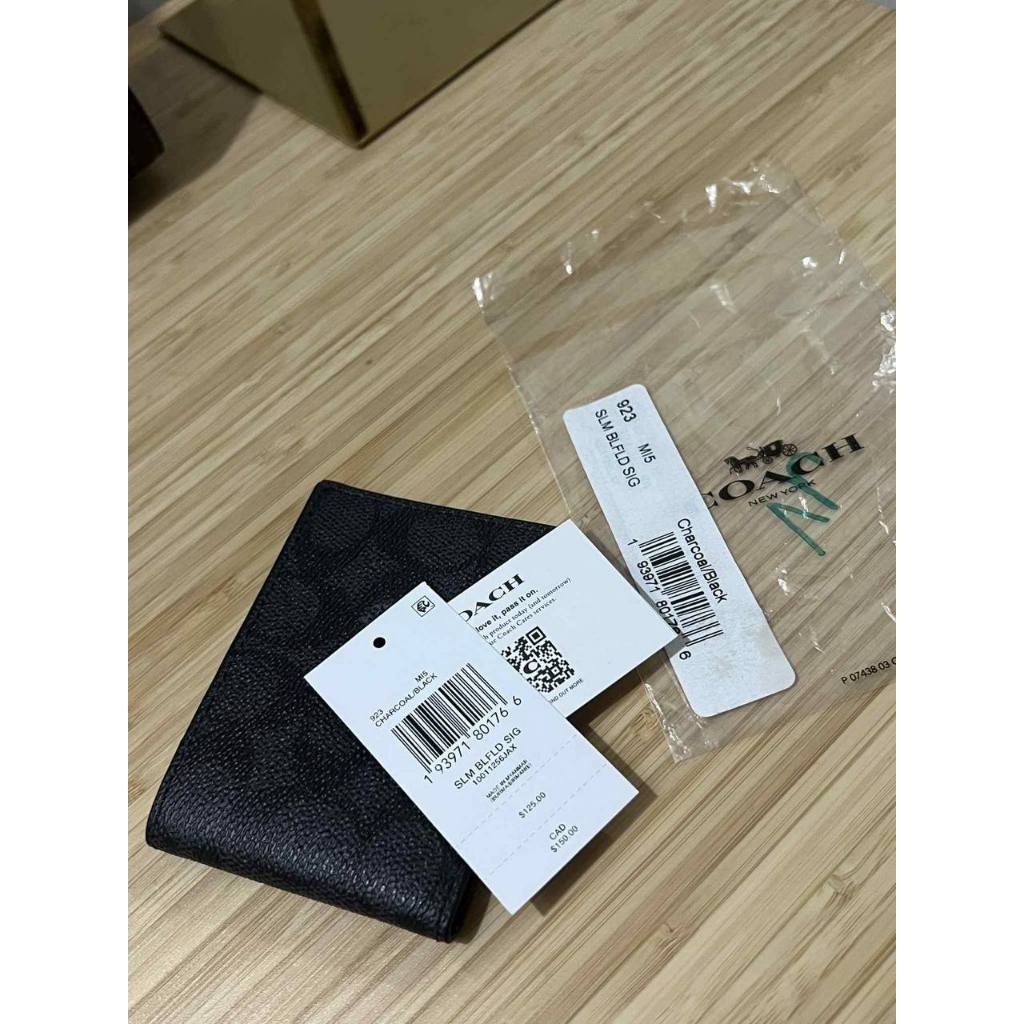 ORIG Preloved CCH Slim Billfold In Signature Canvas Men Black Wallet