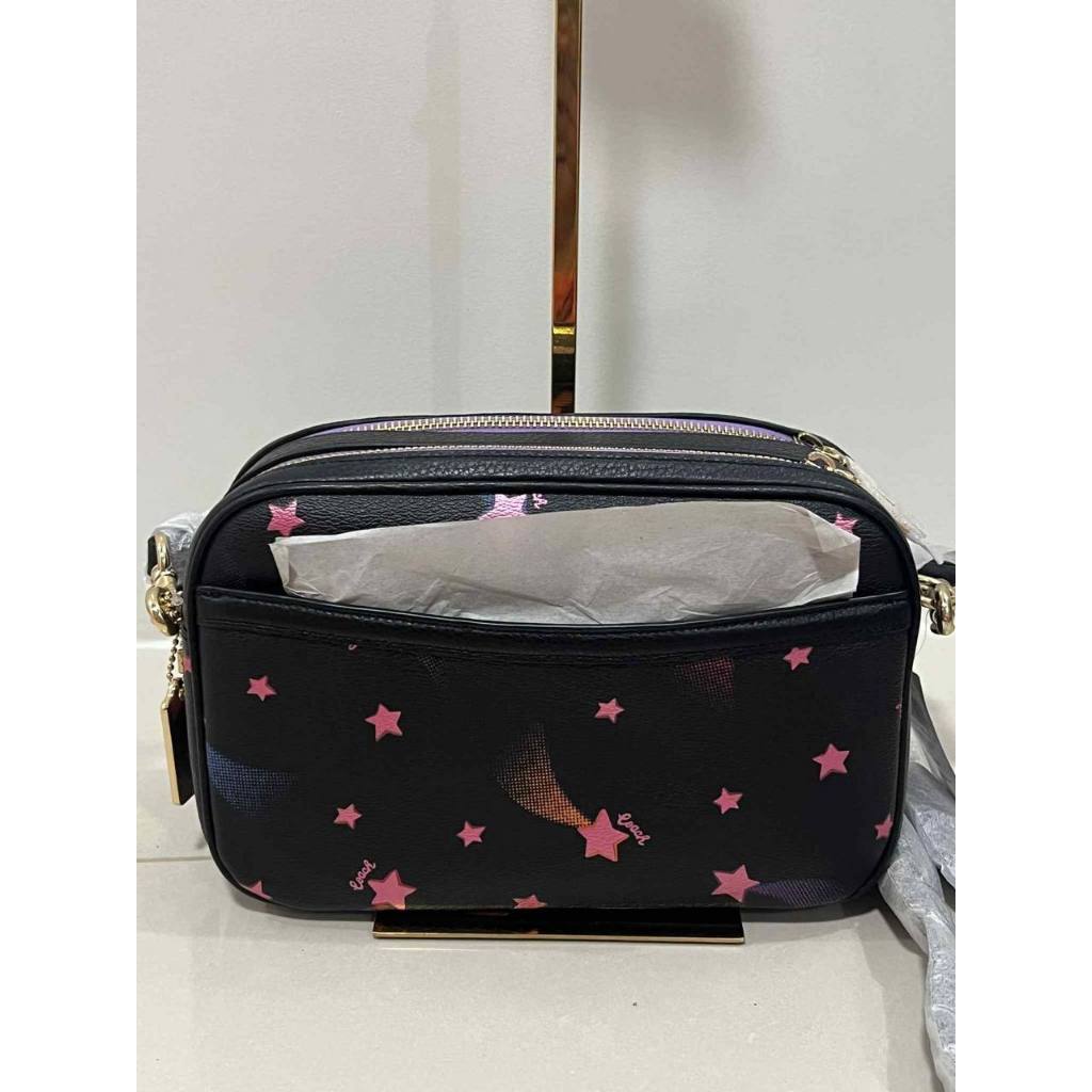 ORIG & IMPORTED RARE CCH Jes Crossbody With Disco Star Print Black Double Zip Bag