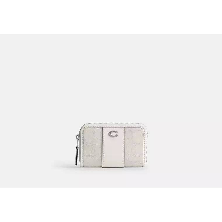 ORIG & IMPORTED CCH Essential Small Zip Around Card Case In Signature Jacquard White Wallet