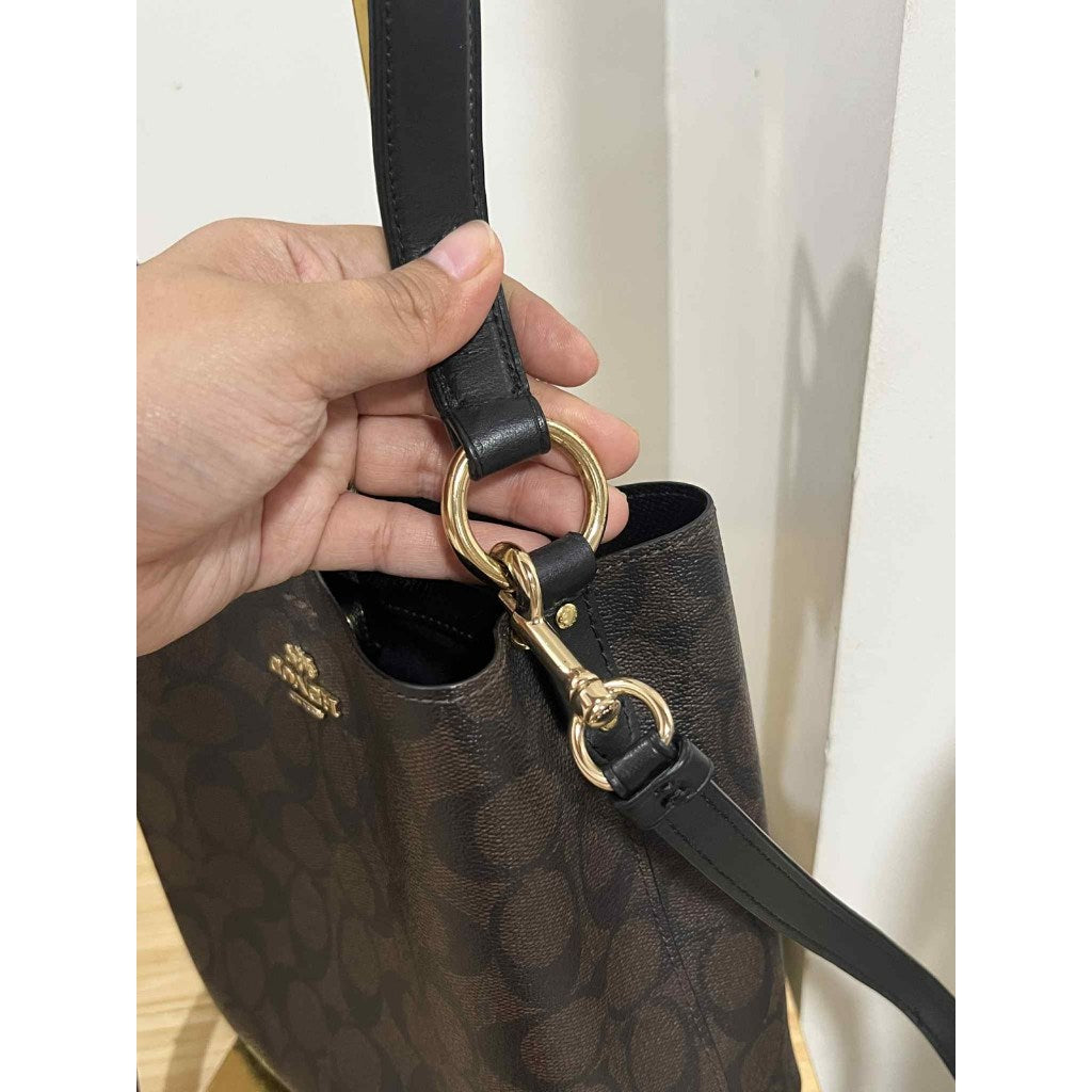ORIG Preloved CCH Small Town Bucket Bag In Signature Canvas Brown Black