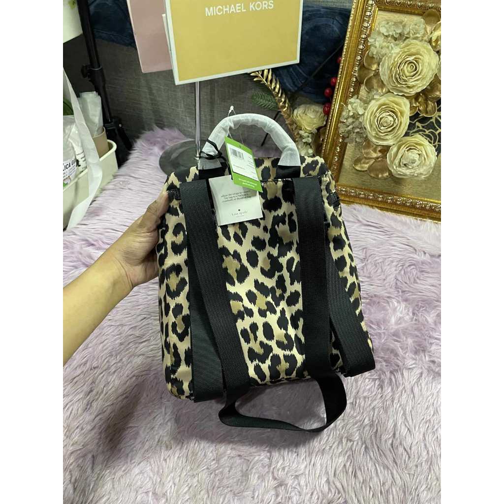ORIG & IMPORTED KS Mini that's the spirit nylon convertible leopard backpack