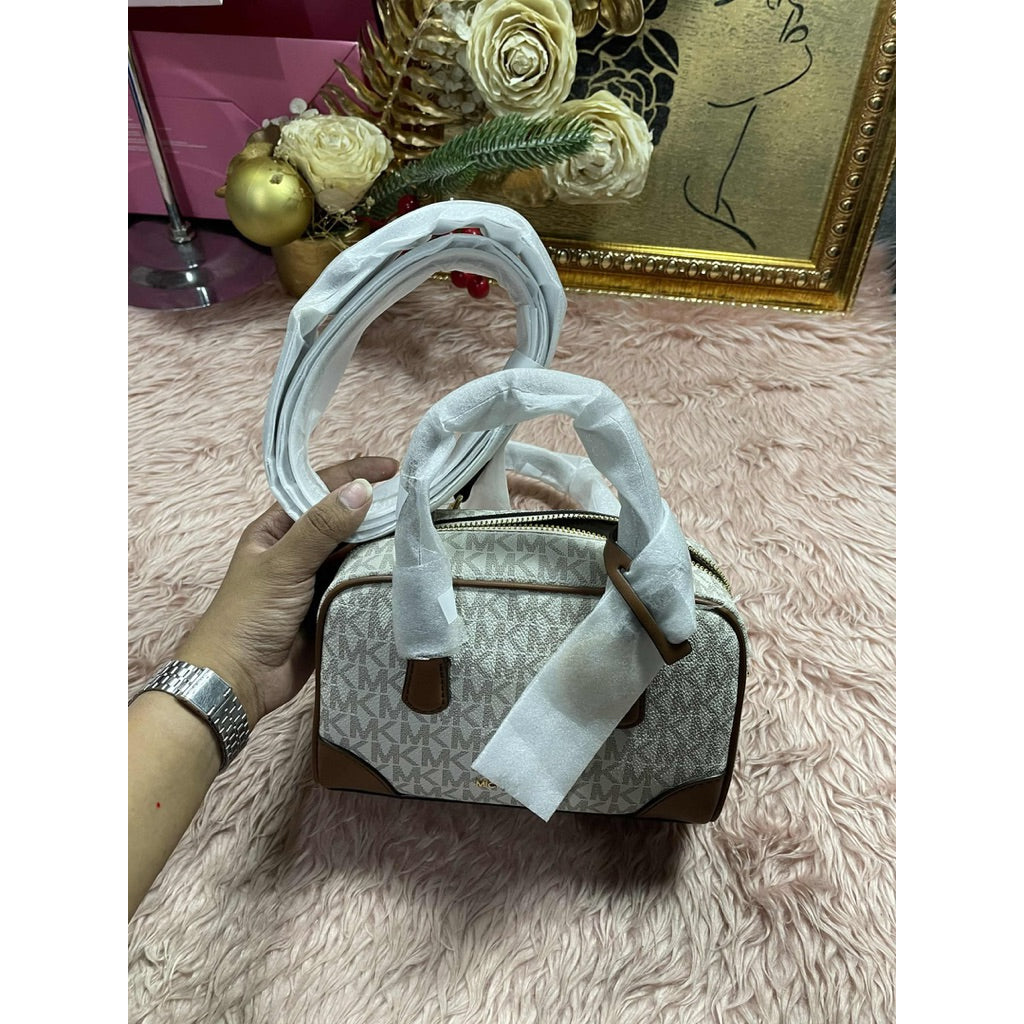 ORIG & IMPORTED MK Thompson Extra-Small Signature Logo Convertible Satchel Brown/White Bag