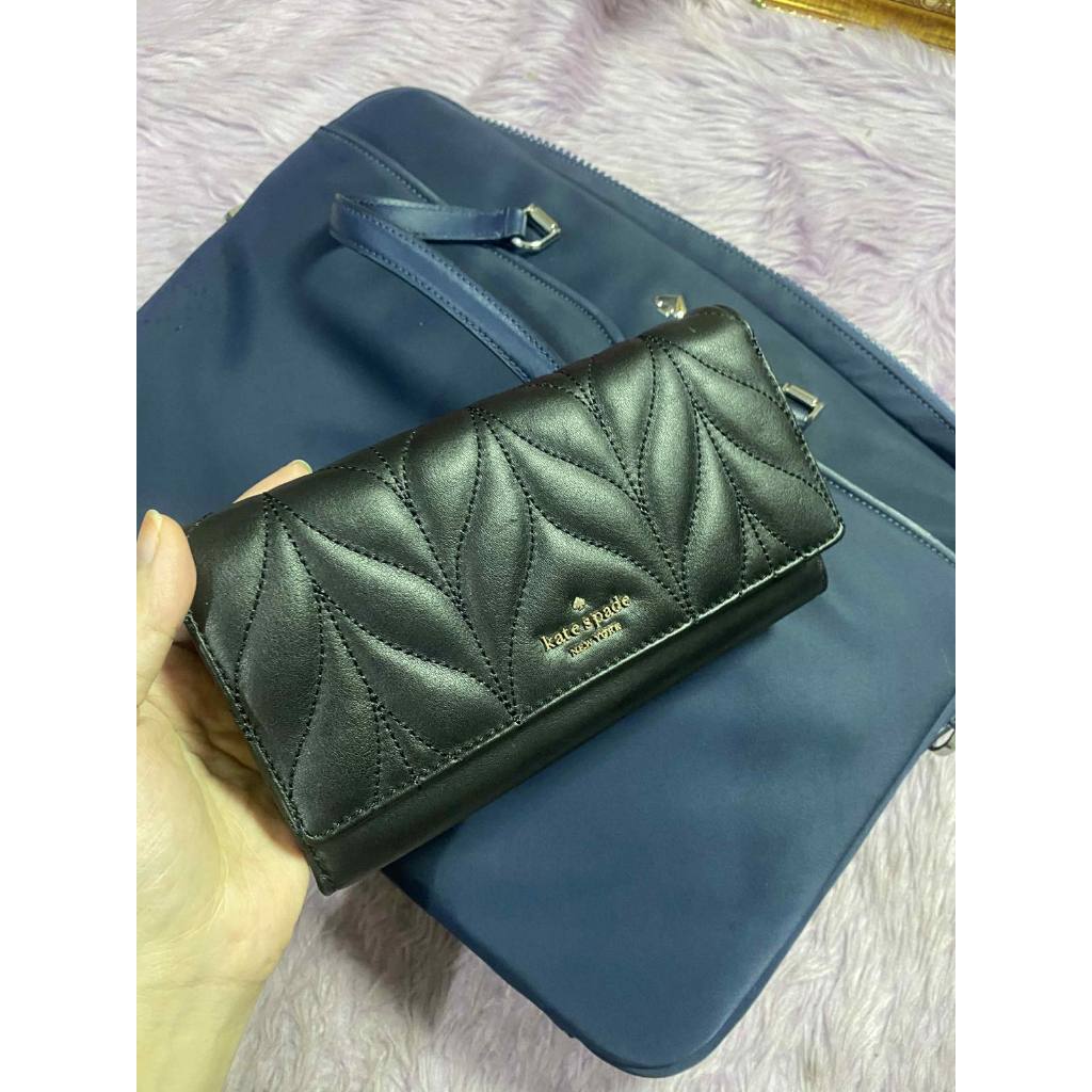 ORIG Preloved KS Briar Lane Quilted Black Leather Chain Black Long Wallet