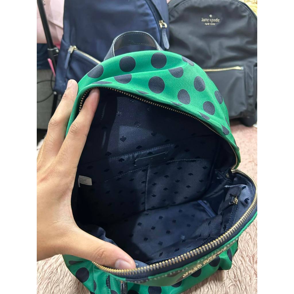 ORIG Preloved KS Chelsea Delightful Dot Medium Backpack Green Nylon Bag