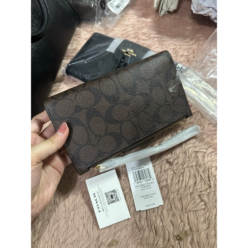 ORIG & IMPORTED CCH Phone Tech Long Wallet Brown Black