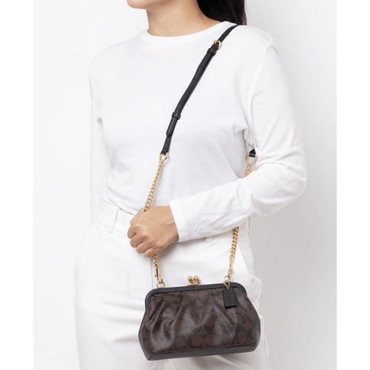 ORIG & IMPORTED RARE CCH Nora Kisslock Crossbody Small Brown Bag