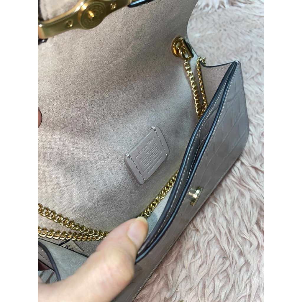 ORIG Preloved Coach Morgan Crossbody Small Grey Birch Shoulder Chain Bag