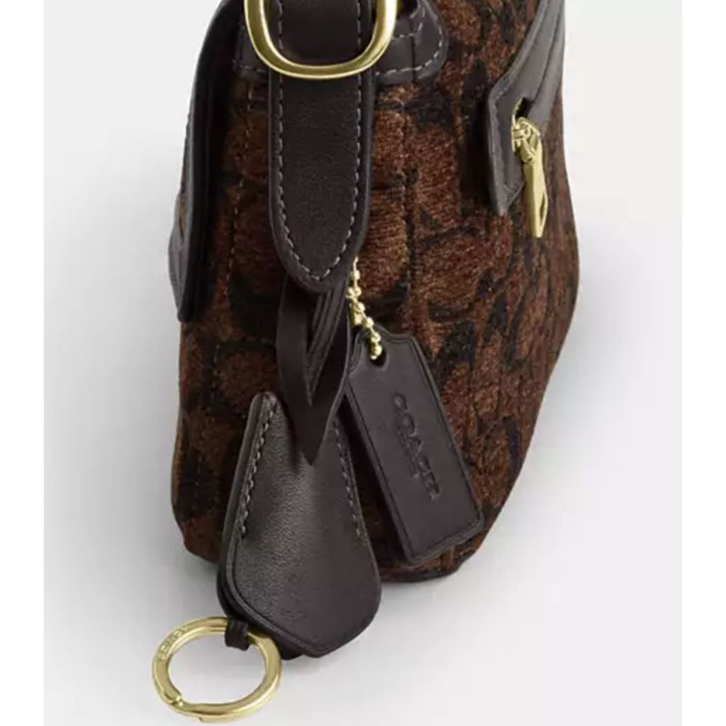 ORIG & IMPORTED CCH Etta Small Flap Shoulder Brown Bag In Signature Chenille