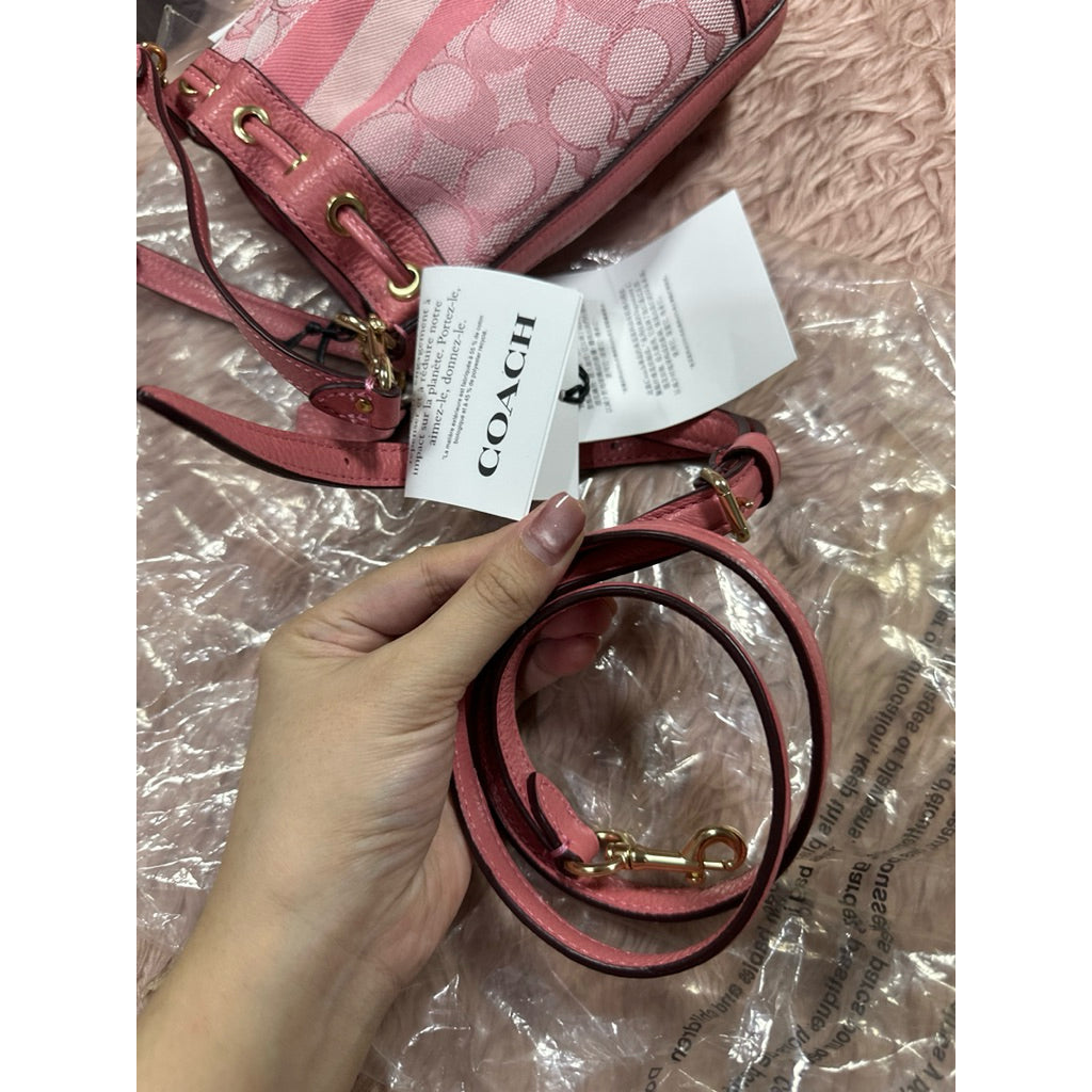 ORIG & IMPORTED CCH Mini Dempsey Bucket Bag Pink Signature Jacquard