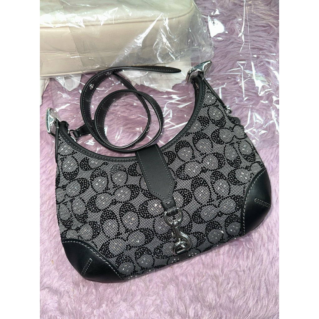 ORIG & IMPORTED CCH Retail Hampton Crystal Signature Jacquard Shoulder Black Bag