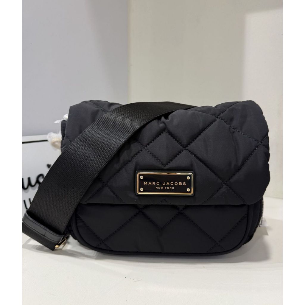 ORIG & IMPORTED MJ Quilted Nylon Utility Messenger Bag in Black